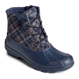 SPERRY Women's Blue Plaid Duck Boots Size 11 NEW Wool Waterproof